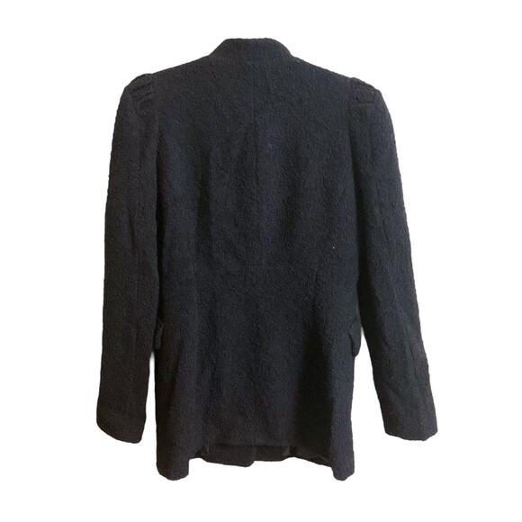 CC COLLECT Women's XS Black Boucle Wool Blazer Jacket Double Brass Buttons Chic - Picture 13 of 15